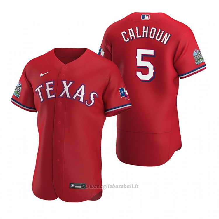 Maglia Baseball Uomo Texas Rangers Willie Calhoun Scarlet Autentico Alternato